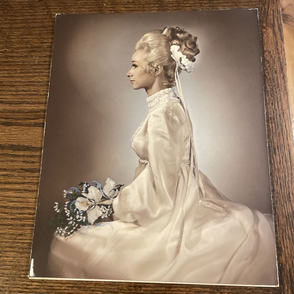 Vintage Mid Century Bride Hand Tinted Photo silhouette 1960s blonde